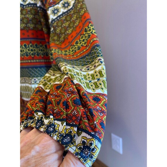 North Style Boho Peasant Blouse Size XL Rounded Neckline Flowy Long Top Comfy - Picture 3 of 9